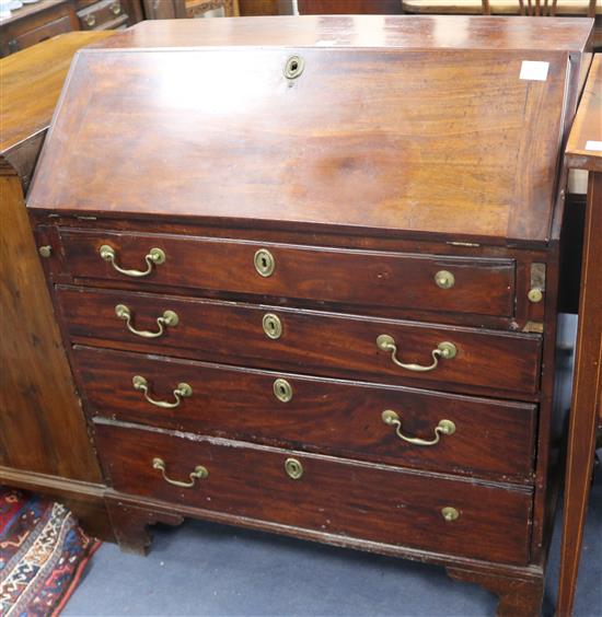 A George III mahogany bureau W.153cm